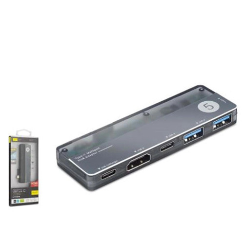 iETOP TUH353 Type-C 3.1 Gen1 Combo Hub PD HDMI 4K 5 Port 5 Gbps Alüminyum Gri (KDO)