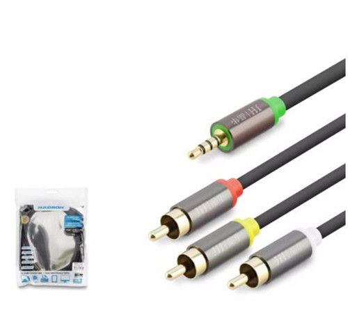 HADRON HDX1065 3.5MM TO 3RCA KABLO 2LINE GOLD 3M SİYAH (KDO)
