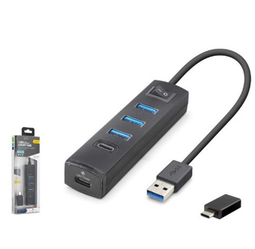 iETOP TU359 USB Type-C 3.2 Gen1 Anahtarlı Hub 4 Port 5 Gbps Siyah (KDO)