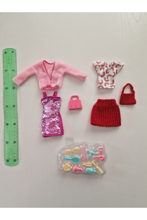 Oyuncak Bebekler İçin 3 Lü Kıyafet Seti (Boyutları Barbii Oyuncak Bebekler İçin Uygundur)