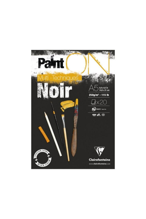 Clairefontane Paint-On Karışık Teknik Resim Defteri Siyah Blok A5 250Gr 20 Yaprak