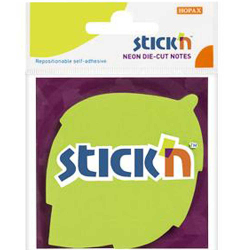 Stickn Yapışkalı Not Kağıdı 70X70 Mm Neon Yaprak Şekilli 50 Yaprak