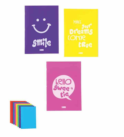 A4 80 Yaprak Kareli Plastik Kapak Dikişli Slogan Defter (Karışık Renk, 1 Adet) 326722-99