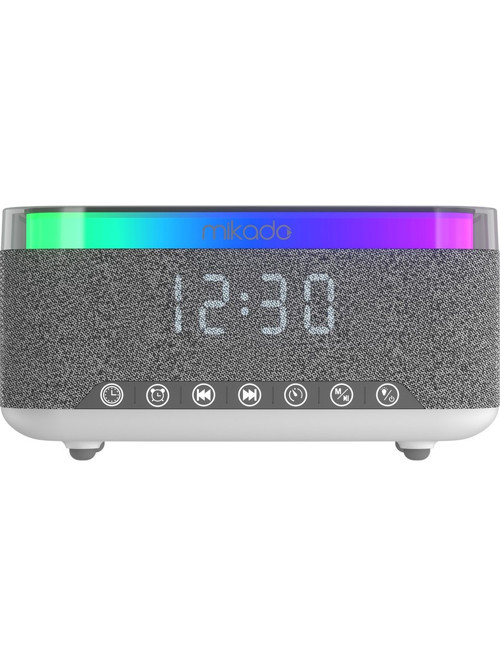 Md-W10 1200Mah 10W Gri Bt, Usb, Kablosuz Şarjlı Rgb-Alarmlı Saat Speaker