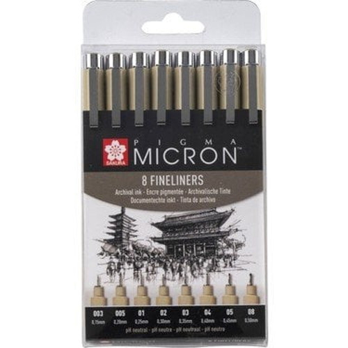 Sakura Pigma Micron Teknik ve İllüstrasyon Çizim Kalem Seti 8 Li Set Bpoxsdk8