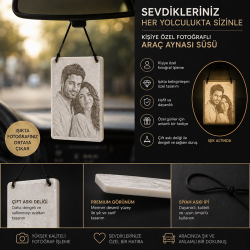 Kişiye Özel Fotoğraflı Araç Dikiz Aynası Süsü