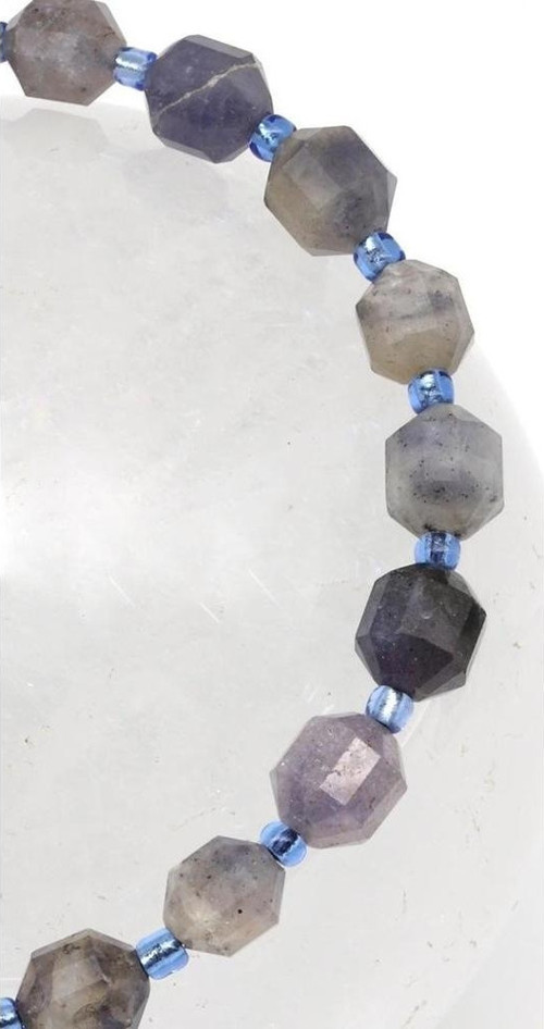 İyolit Doğal Taş Makrome Örme Bileklik Hexagonel Kesim