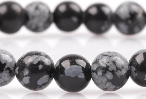 Karlı Obsidyen Doğal Taş 6 MM Küre Kesim Bileklik
