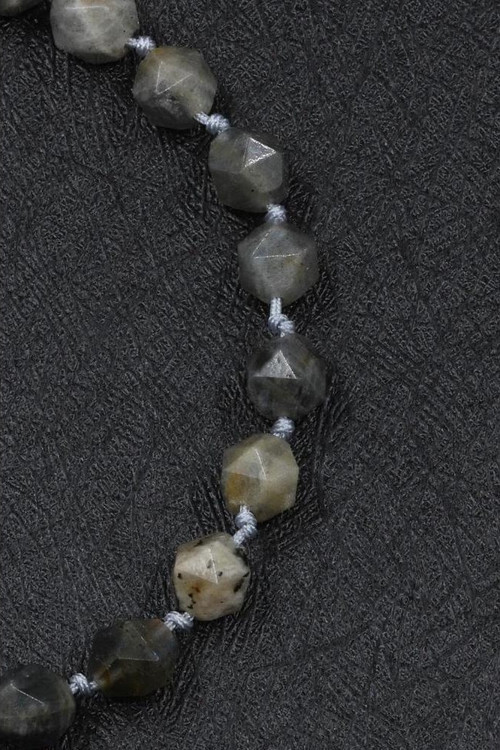 Labradorit Doğal Taş Makrome Örme Bileklik 6 X 8 Mm Hexagonal Kesim