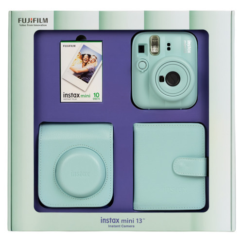 mini 13 Yeşil Fotoğraf Makinesi 10'lu Film Kare Albüm ve Deri Kılıf Bundle Box