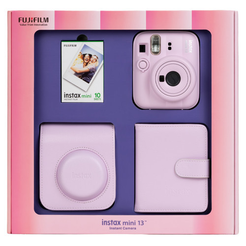mini 13 Pembe Fotoğraf Makinesi 10'lu Film Kare Albüm ve Deri Kılıf Bundle Box