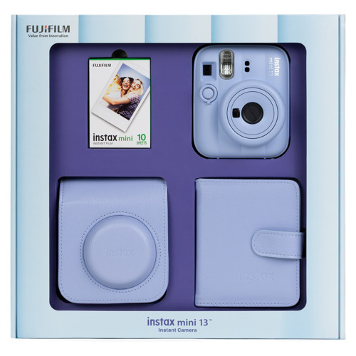 mini 13 Mavi Fotoğraf Makinesi 10'lu Film Kare Albüm ve Deri Kılıf Bundle Box