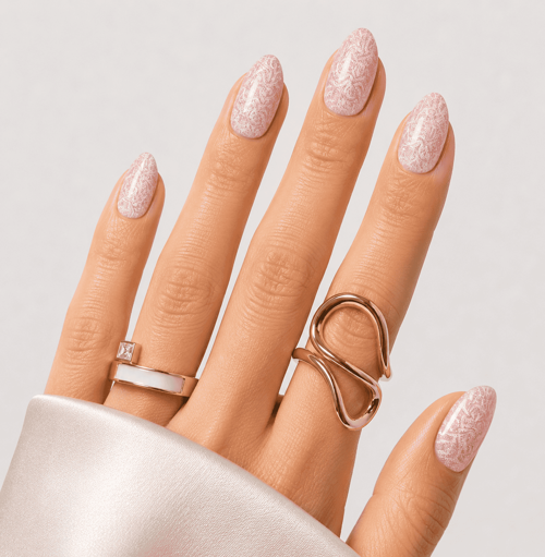 Pembe Nail Art Kısa Badem El Yapımı Jel Takma Tırnak KKBD-3509 Pembe-L