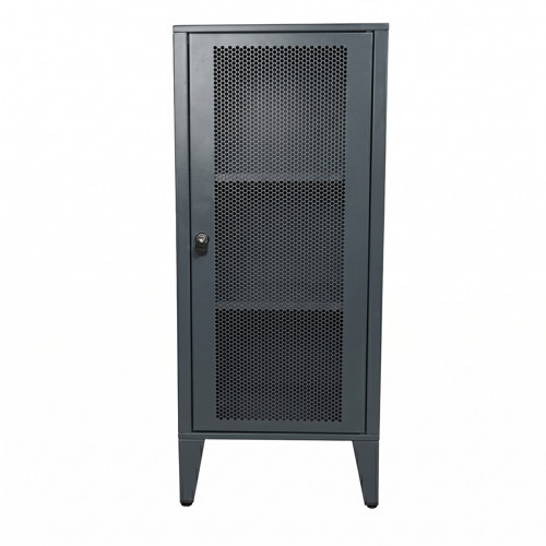 Ziglat 1110 Serisi Kilitli Metal Home Office Dolabı %70 Perfore Kapaklı Antrasit Gri 450x1050x450 mm