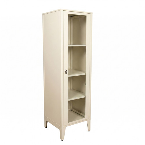 Ziglat 1550 Serisi Kilitli Metal Home Office Dolabı Cam Kapaklı Mat Beyaz 450x1500x450 mm