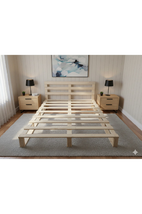 Worldofwood Ahşap Palet Yatak 160 X 200 Çift Kişilik Ahşap Renk (YASTIK KILIF HEDİYELİ)