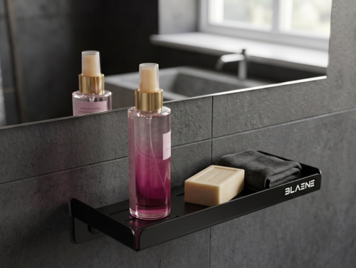 Mat Siyah 304 Paslanmaz Çelik Kompakt Banyo Rafı - BTH-012