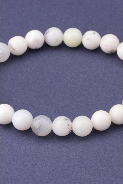 Süt Opal Küre Kesim Doğal Taş Bileklik 8 MM