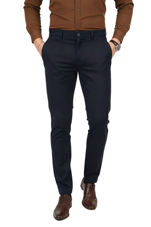 Erkek Koyu Lacivert Modern Fit Likralı Kumaş Pantolon Günlük & Ofis Kullanımı 2602020