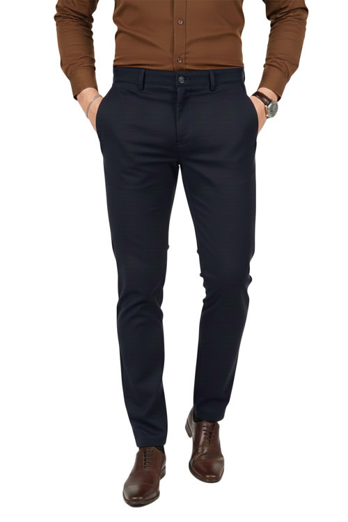 Erkek Koyu Lacivert Modern Fit Likralı Kumaş Pantolon Günlük & Ofis Kullanımı 2602020
