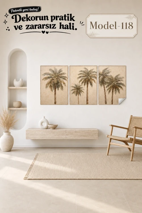 Statik Tutunma Özellikli Tablo - Poster Çiçek (Model- 118)