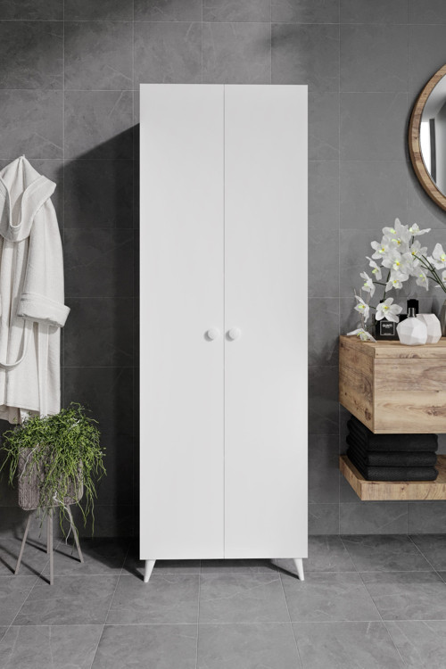 2 Kapaklı 5 Bölmeli Geniş Çok Amaçlı Banyo Dolabı Beyaz - Tamamı 1. Kalite MDF