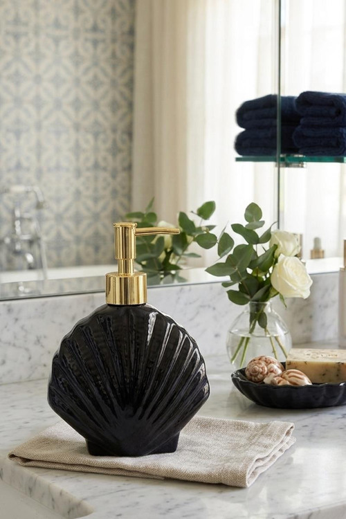 Stoneware Sıvı Sabunluk İstiridye Siyah 40266