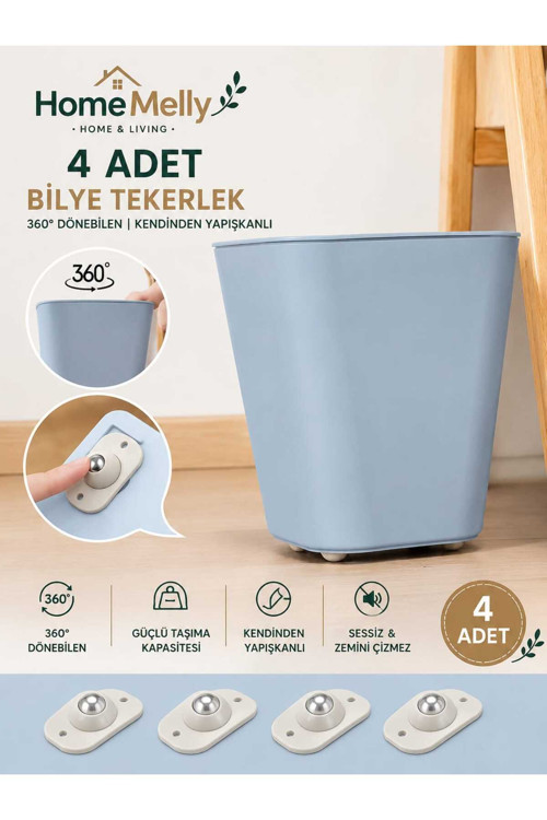 Pratik Bilyeli Eşya Kaydırma Aparatı 4’Lü Set - 360° Döner Tekerlek, Evrensel Mobilya Tekerleği