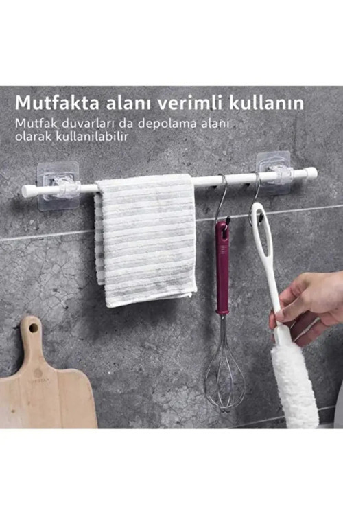Perde Çubuğu Braketi Kendinden Yapışkanlı Boru Tutucu 2 Adet