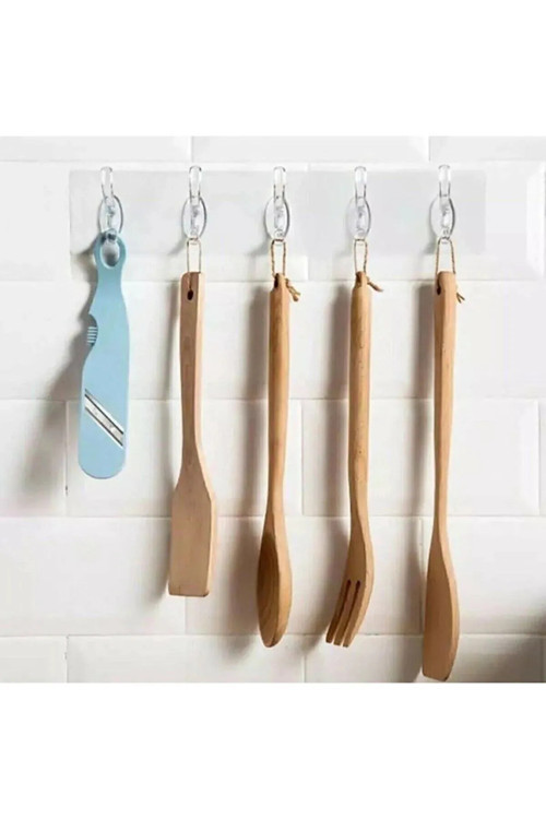 Mutfak Banyo Kapı Askısı -5Li Kendinden Yapışkanlı Güçlü Şeffaf Askılık