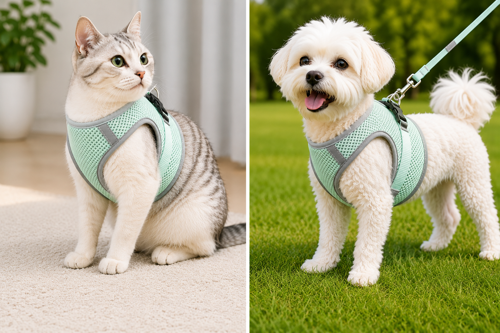 Nefes Alan Kumaş Air Mesh Kedi Köpek Göğüs Tasması XX Small 28x32 cm Gri