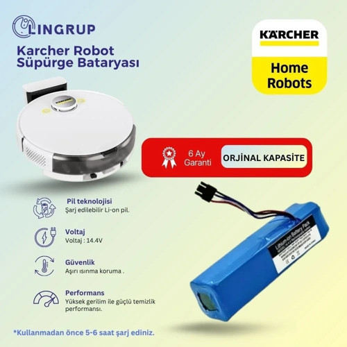 Karcher RCV 3 Robot Süpürge Uyumlu Batarya 3200 mAh -