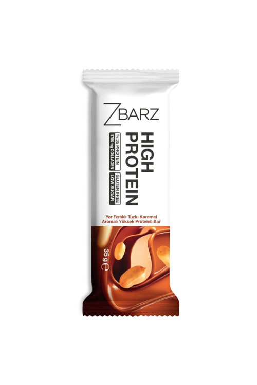Yer Fıstıklı Tuzlu Karamel Aromalı Yüksek Protein Bar 12 li