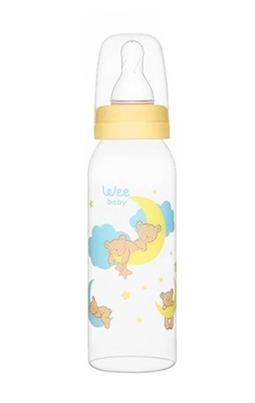 Silikon Uçlu Desenli PP Biberon 250 ml - Sarı