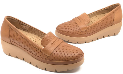 59016 Zn Deri Dolgu Topuk Comfort Casual Kadın Ayakkabı