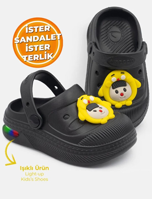 2316 Işıklı Emojili Sabo Günlük Terlik Unisex Çocuk Terlik