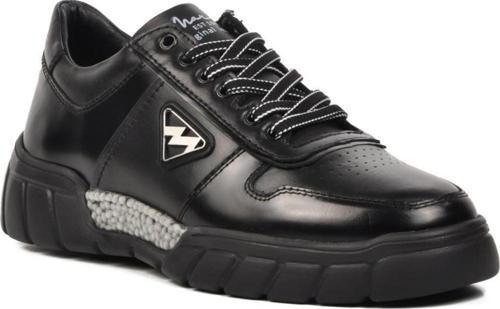 152-19503 Siyah Hakiki Deri Erkek Sneaker