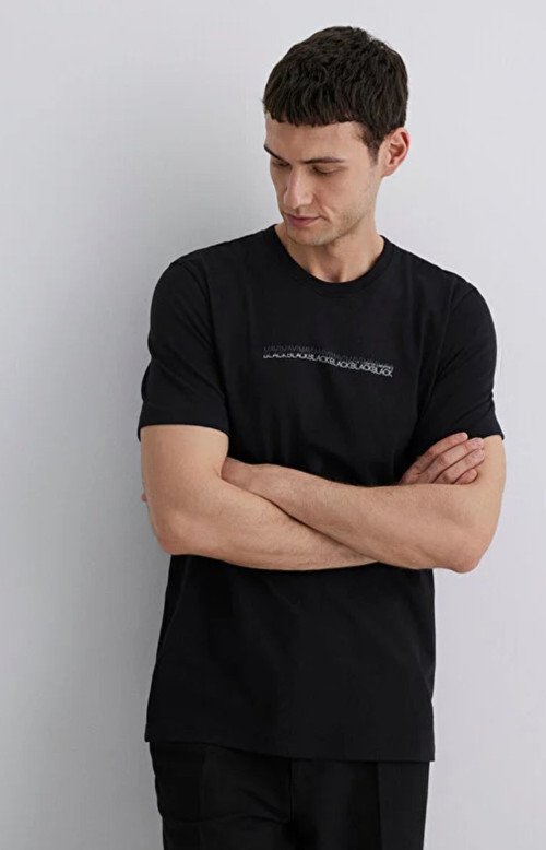 Mavi M0612647-900 Mavi Black Baskılı Tişört Erkek T-Shirt