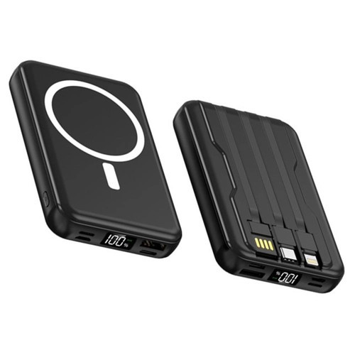 SnapMax SNP-3005 10.000 mah Kablosuz Hızlı Şarj Magsafe Powerbank LED Ekranlı Çoklu Girişli (KDO)