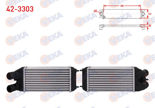 TURBO RADYATORU (INTERCOOLER) PEUGEOT 301 1.6 HDI 2012- VEKA 42-3303 T1