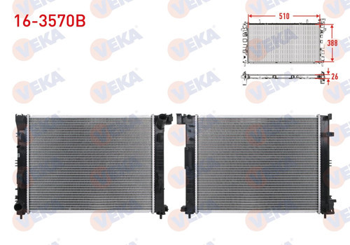 SU RADYATORU BRAZING RENAULT CLIO V 1.5 Blue dCi 2019- / CAPTUR II 1.5 Blue dCi 2020- VEKA 16-3570B