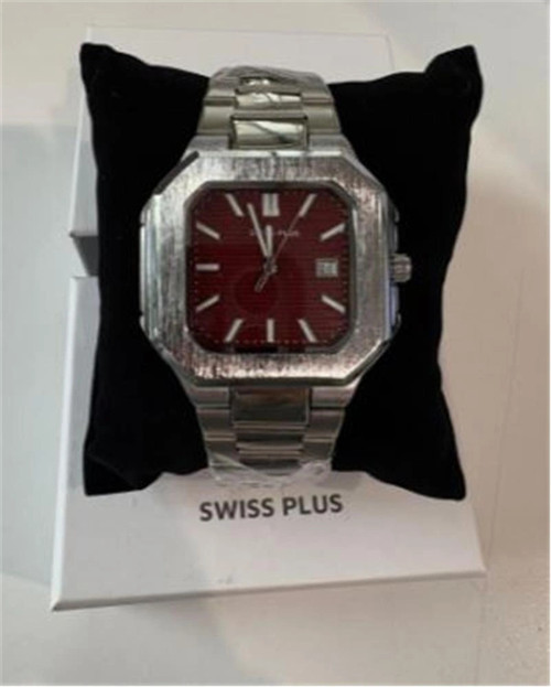 Swiss Plus Man Watch Premium Seri Model-9 RS23146 Bordeaux-Silver(Kol Saati) (KDO)