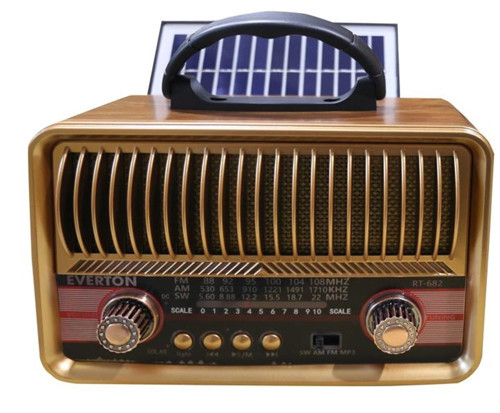 RT-682 Solarlı,Şarjlı Nostaljik Radyo (Bluetooth-USB-SD-FM ) (KDO)