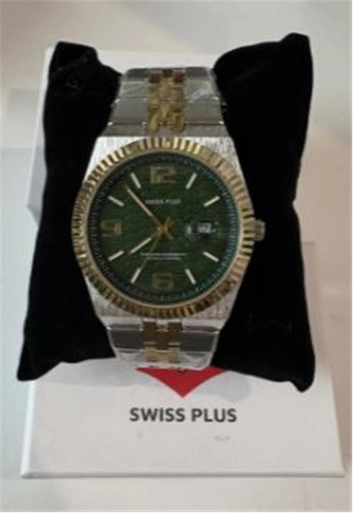 Swiss Plus Man Watch Premium Seri Model-3 ST3450AGS Green-Gold(Kol Saati) (KDO)