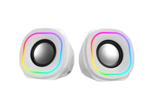 Mikado MD-180 2.0 3W-2 Beyaz RGB Aydınlatmalı USB + 3.5mm USB 5V Speaker Hoparlör (KDO)