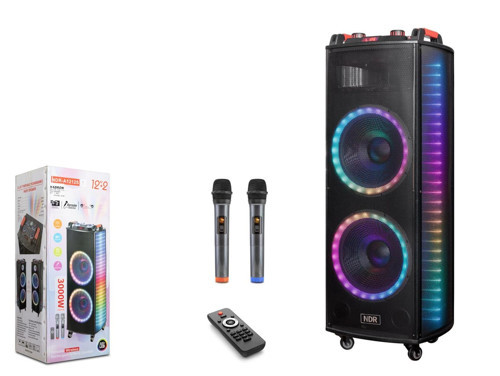 NDR1212S 12" Bluetooth Speaker Mikrofonlu Uzaktan Kumandalı 2x12" 400-330-1090MM (KDO)