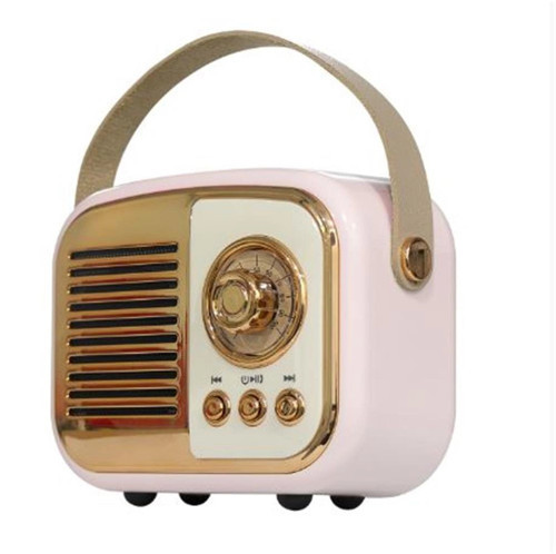 MD-24BT Echoes 3W 800mAh Pembe Usb+TF Kart+Bluetooth Destekli Klasik Retro Müzik Kutusu (KDO)