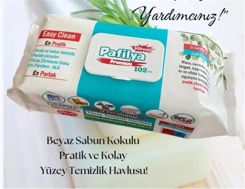 Pafilya Beyaz Sabun Yüzey Temizlik Havlusu 102 li Easy Clean Karbonat & Sirkeli (İz Bırakmaz) (KDO)
