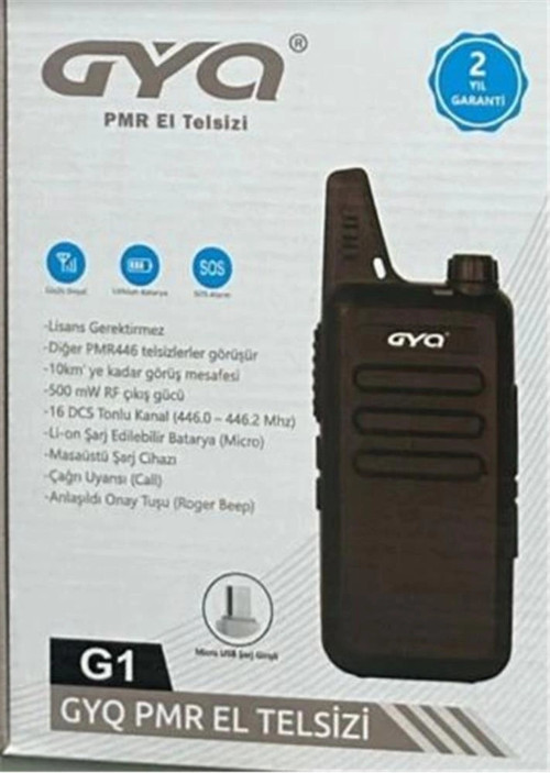 -QG1 PMR El Telsizi 10 Km Mesafeli Siyah Tekli Paket (KDO)
