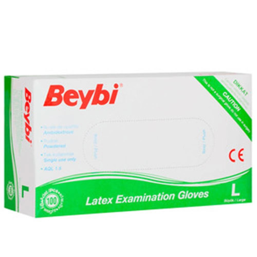 Lateks Pudralı (L) Large Beden Muayene Eldiven 100lü Paket (KDO)
